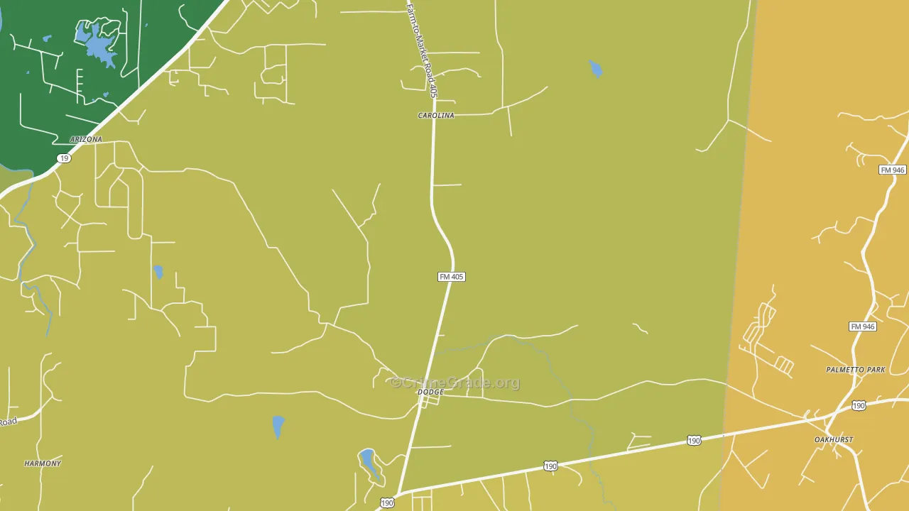 Dodge, TX Map of Assault Rates