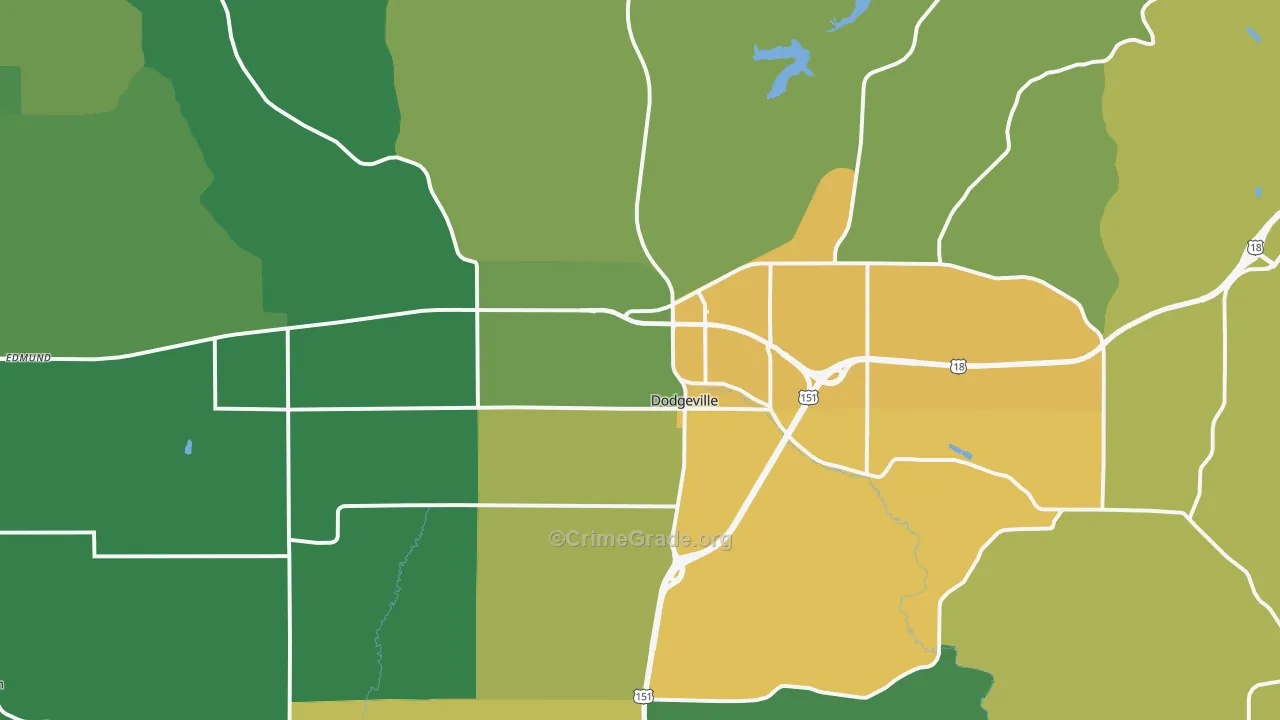 Dodgeville, WI Map of Assault Rates