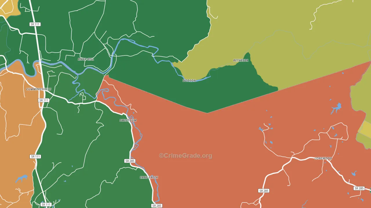 Dodson, TN Map of Assault Rates