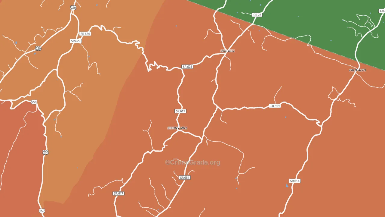 Doe Hill, VA Map of Assault Rates