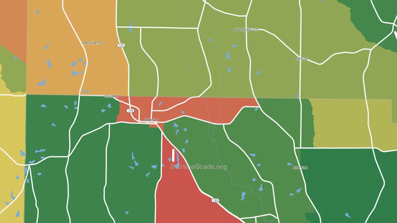 Doerun, GA Map of Assault Rates