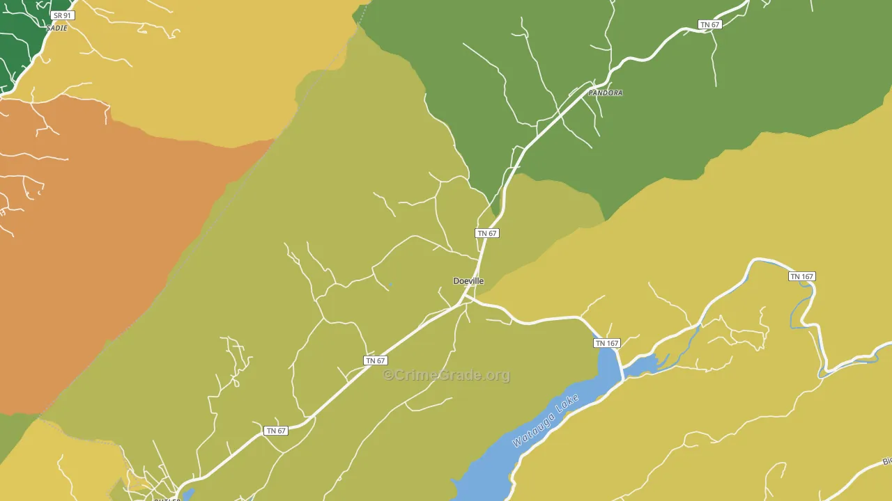 Doeville, TN Map of Assault Rates