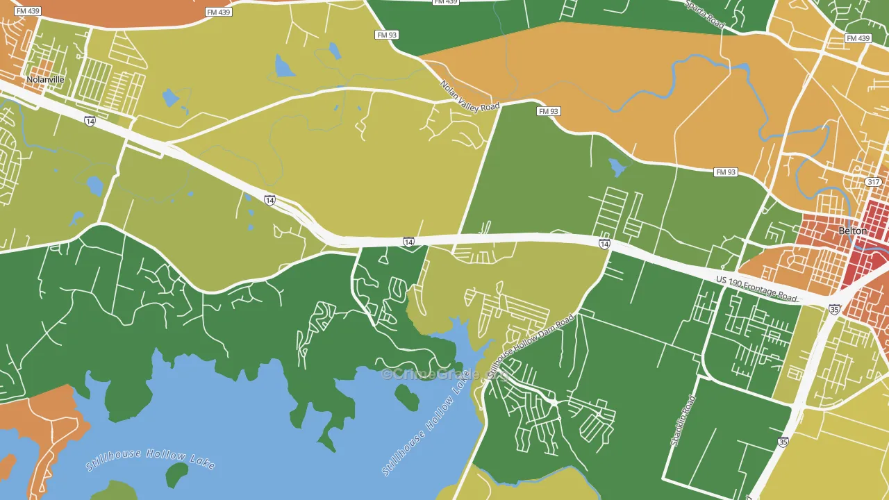 Dog Ridge, TX Map of Assault Rates