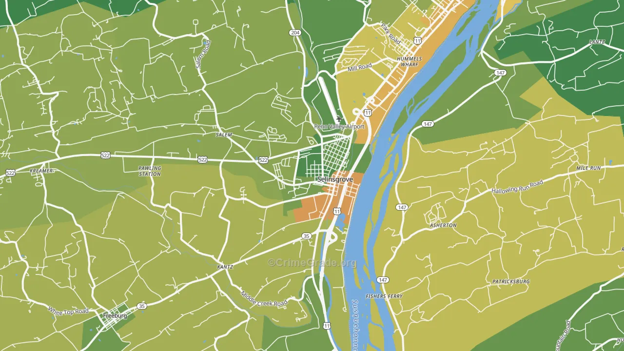 Dogtown, Selinsgrove, PA Map of Assault Rates