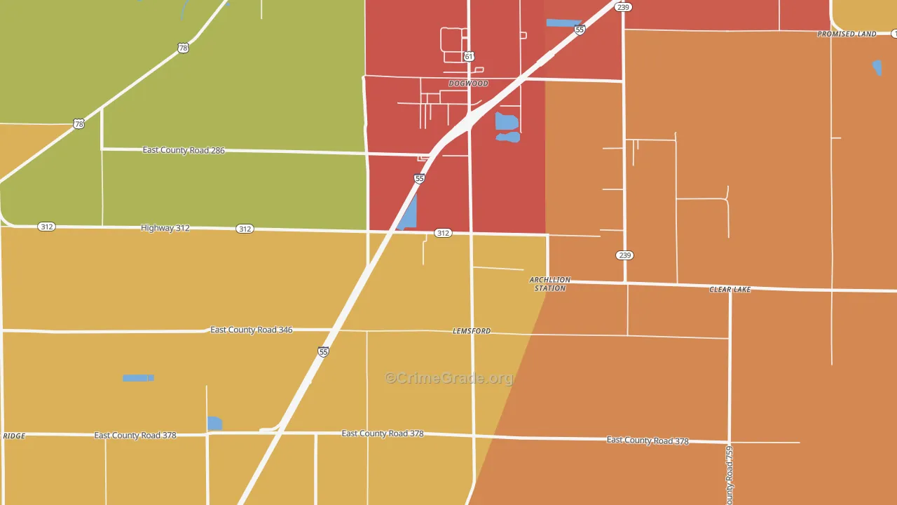 Dogwood, AR Map of Assault Rates