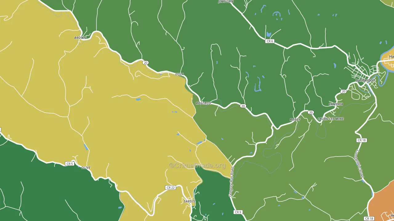 Dola, WV Map of Assault Rates