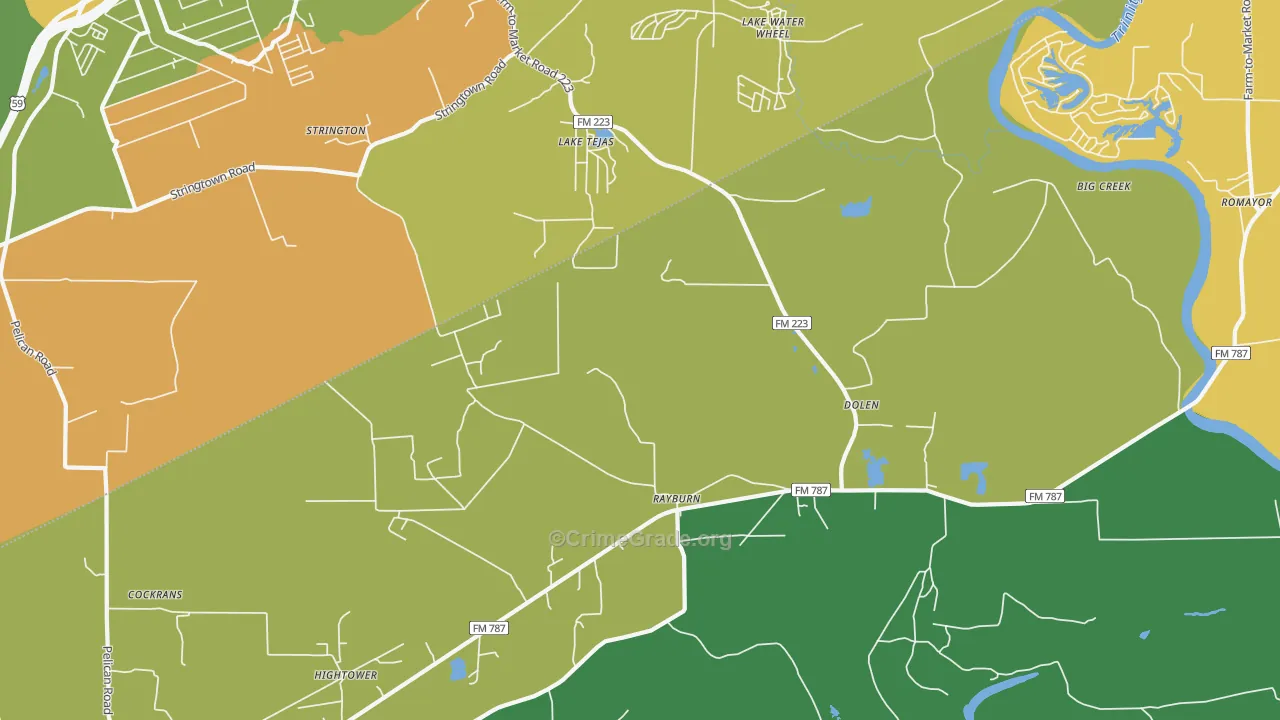 Dolen, TX Map of Assault Rates