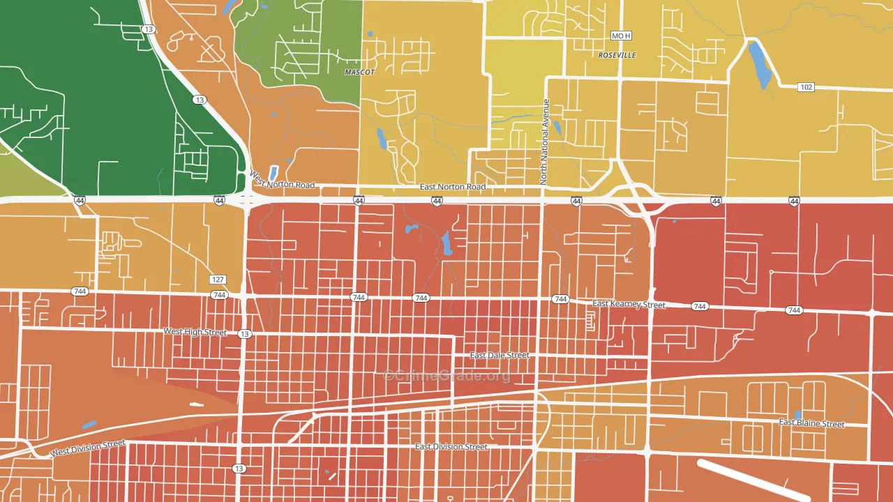 Doling, Springfield, MO Map of Assault Rates