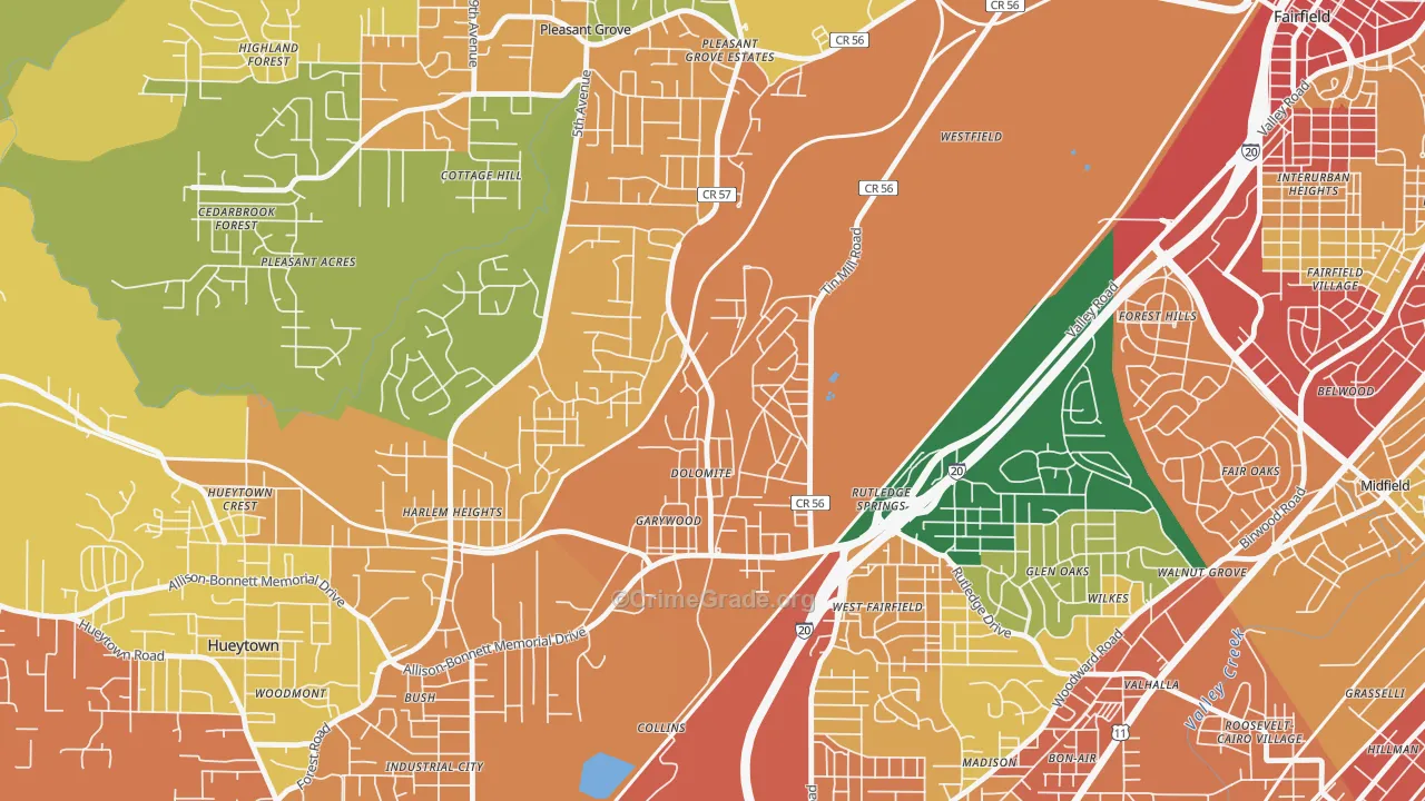Dolomite, AL Map of Assault Rates