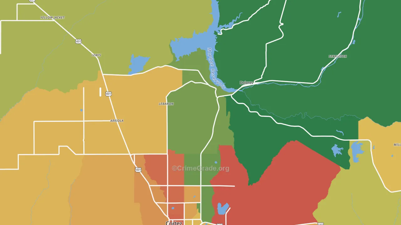 Dolores, CO Map of Assault Rates