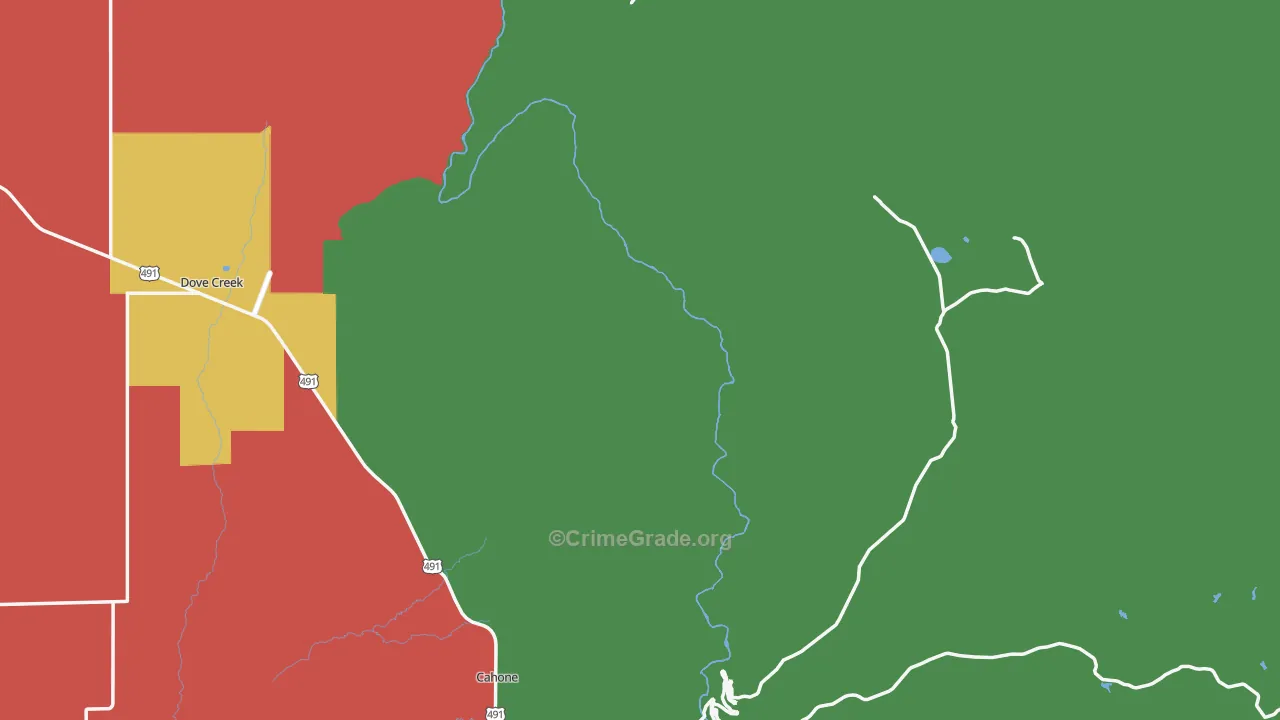 Dolores County, CO Map of Assault Rates