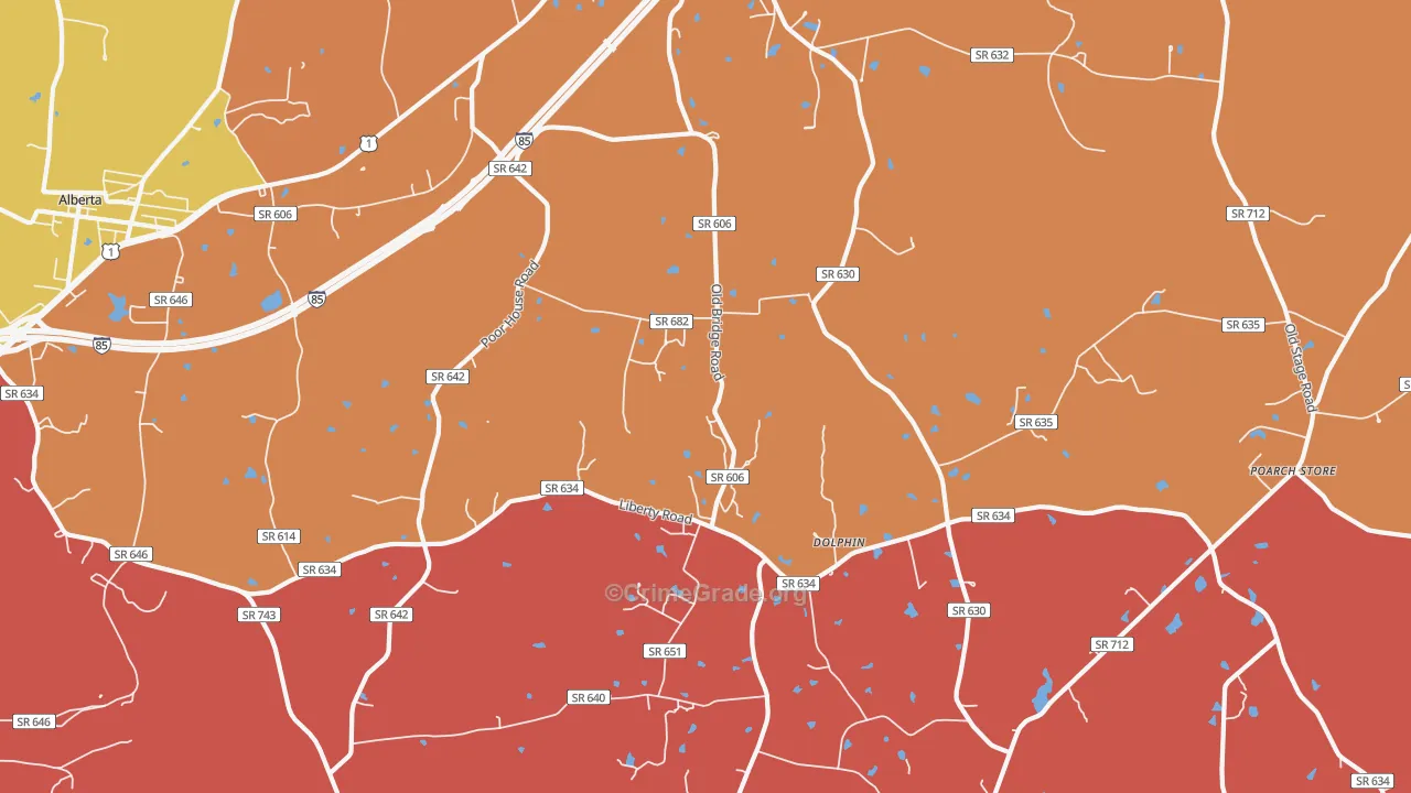 Dolphin, VA Map of Assault Rates