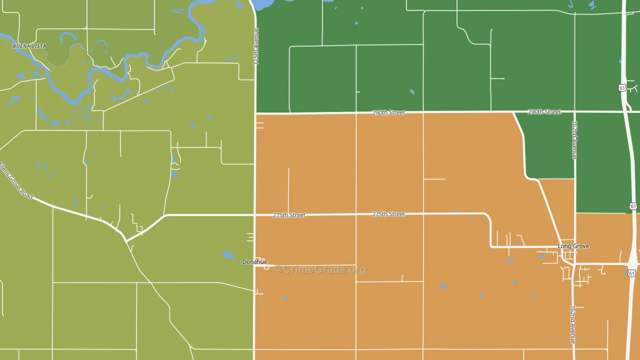Donahue, IA Map of Assault Rates