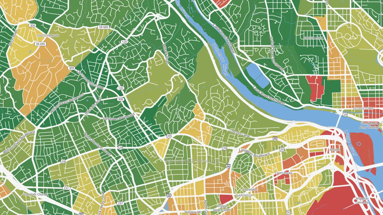 Donaldson Run, Arlington, VA Map of Assault Rates
