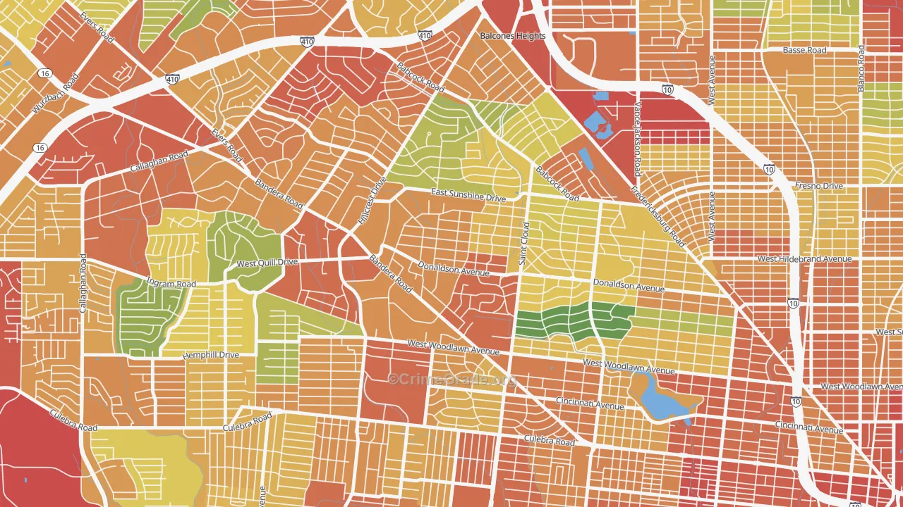 Donaldson Terrace, San Antonio, TX Map of Assault Rates