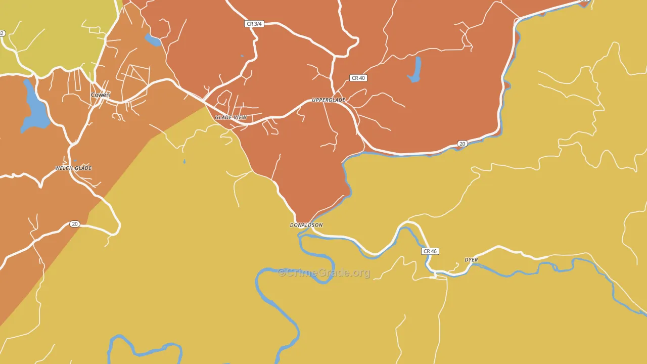 Donaldson, WV Map of Assault Rates