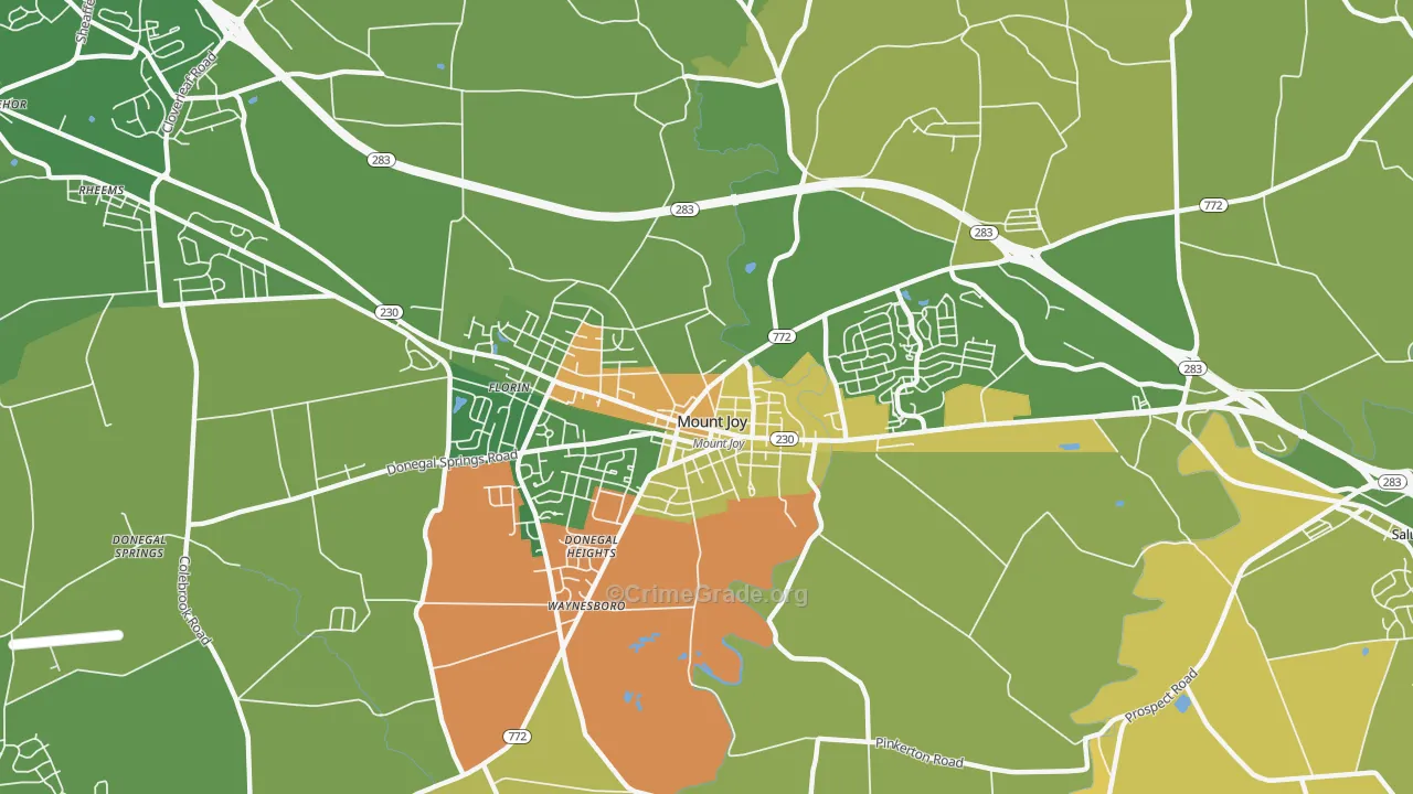 Donegal Springs, PA Map of Assault Rates