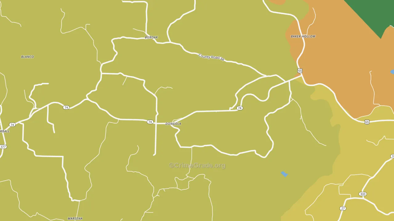 Dongola, AR Map of Assault Rates