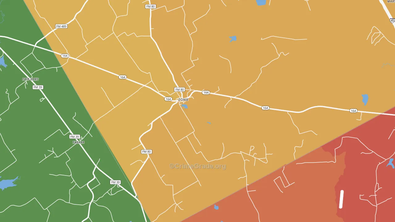 Donie, TX Map of Assault Rates