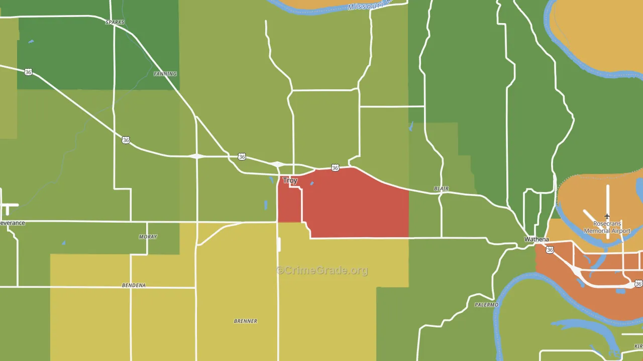 Doniphan County, KS Map of Assault Rates