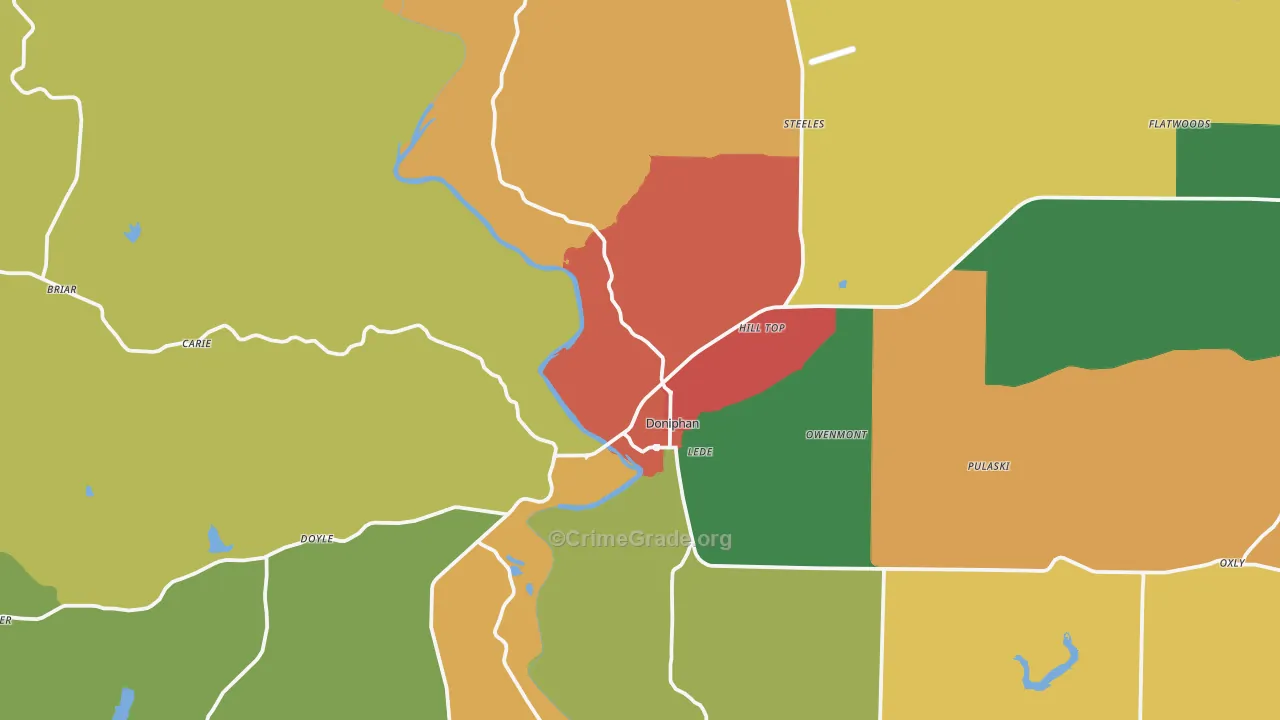 Doniphan, MO Map of Assault Rates