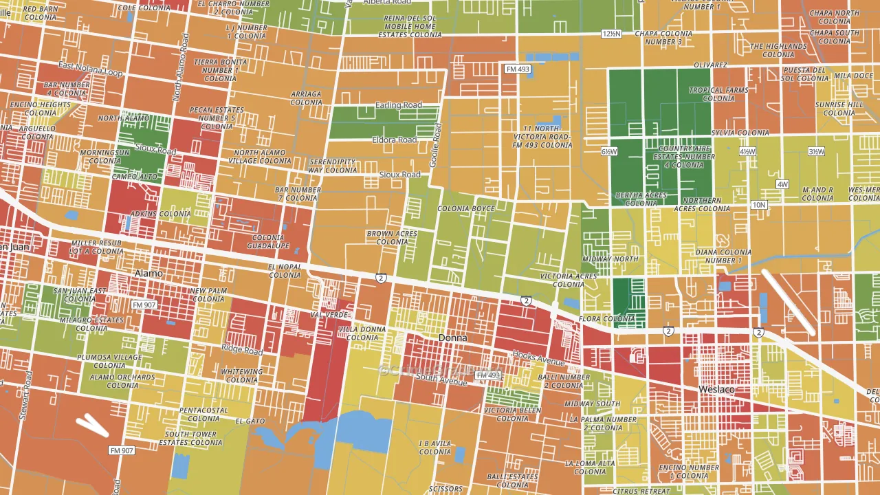 Donna, TX Map of Assault Rates