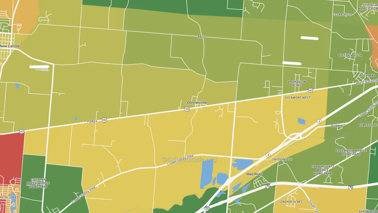 Donnelsville, OH Map of Assault Rates