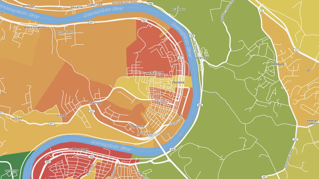 Donora, PA Map of Assault Rates