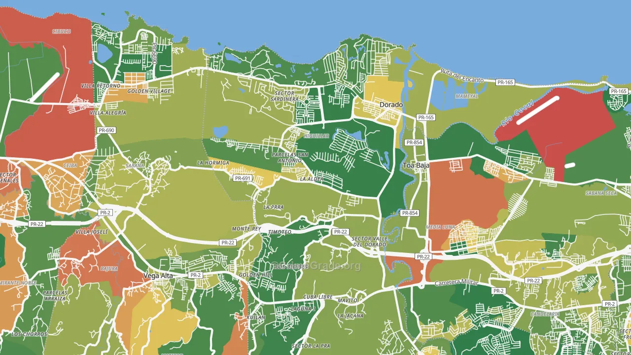 Dorado Municipio, PR Map of Assault Rates
