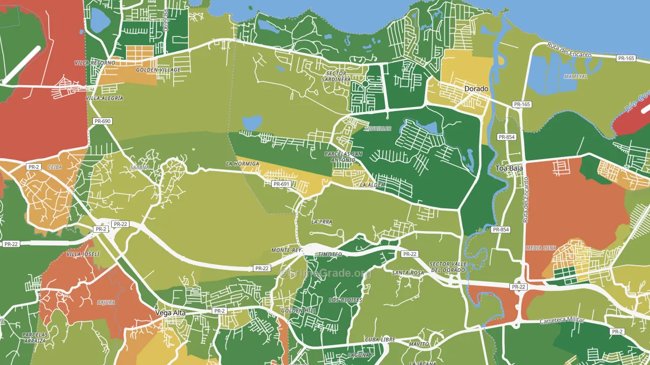 Dorado, PR Map of Assault Rates