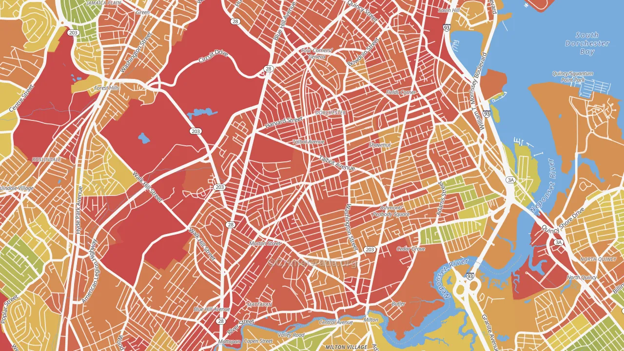Dorchester Center, Boston, MA Map of Assault Rates