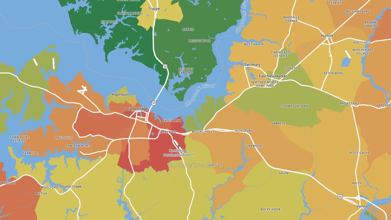 Dorchester County, MD Map of Assault Rates