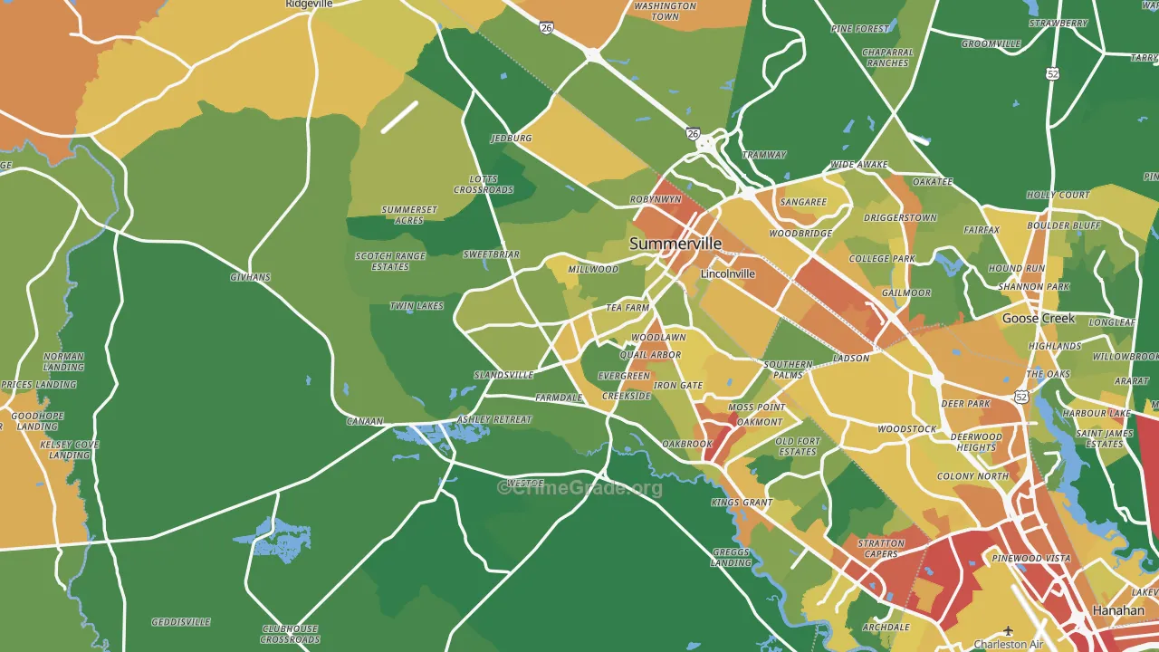 Dorchester County, SC Map of Assault Rates