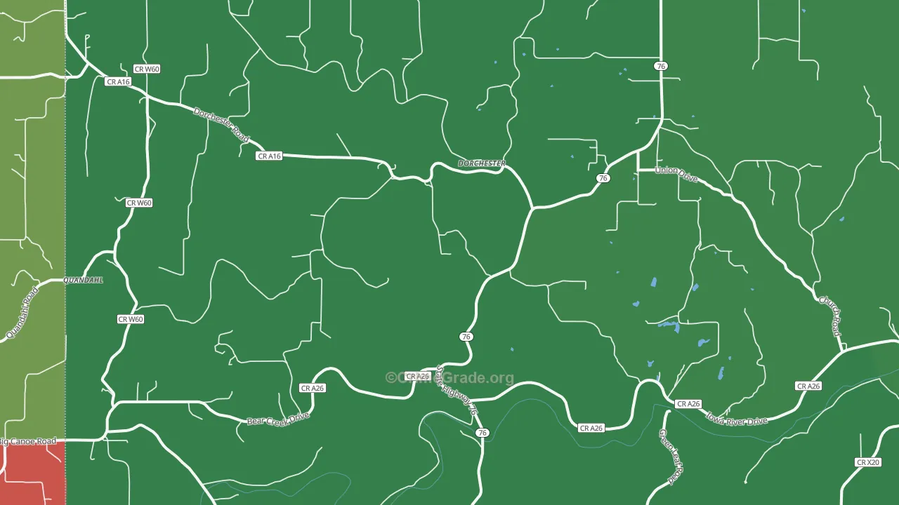Dorchester, IA Map of Assault Rates