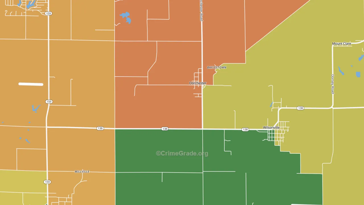 Dorchester, IL Map of Assault Rates