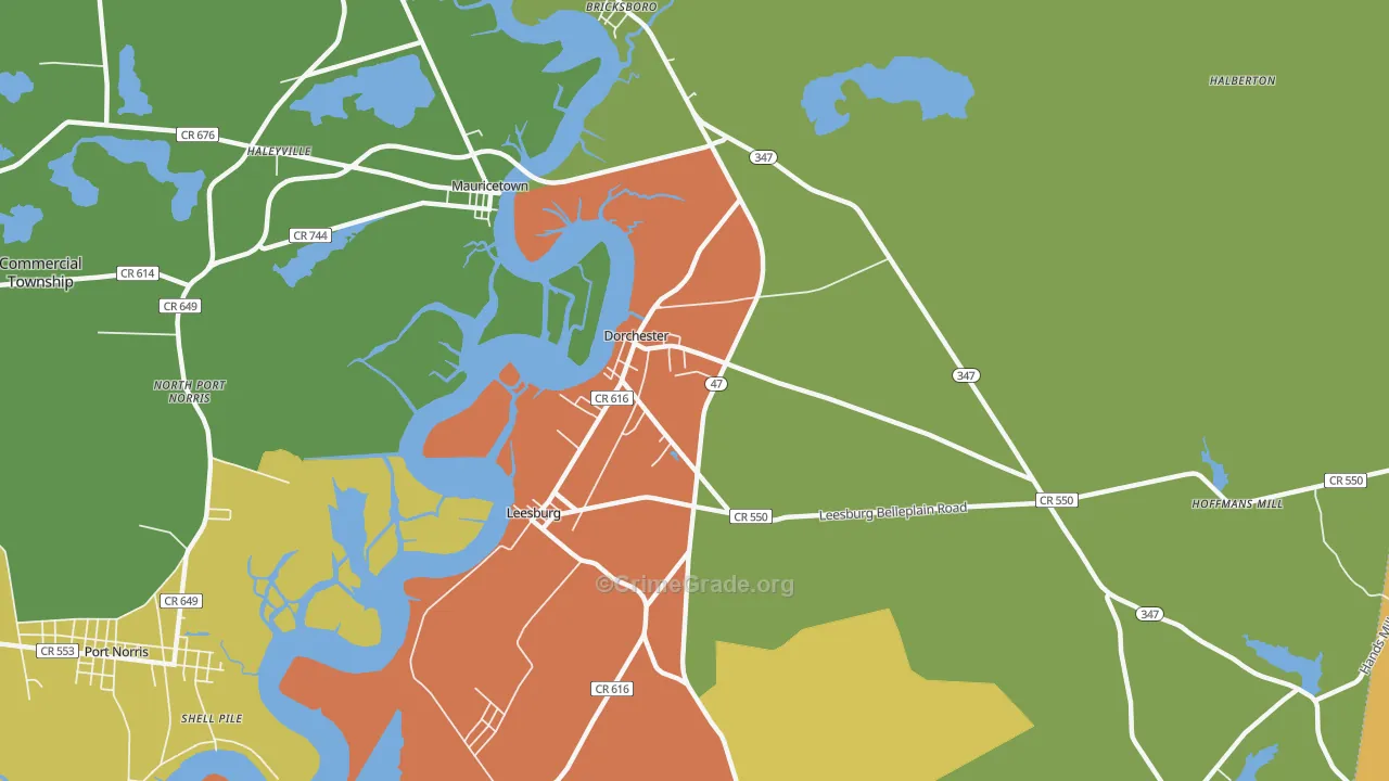 Dorchester, NJ Map of Assault Rates