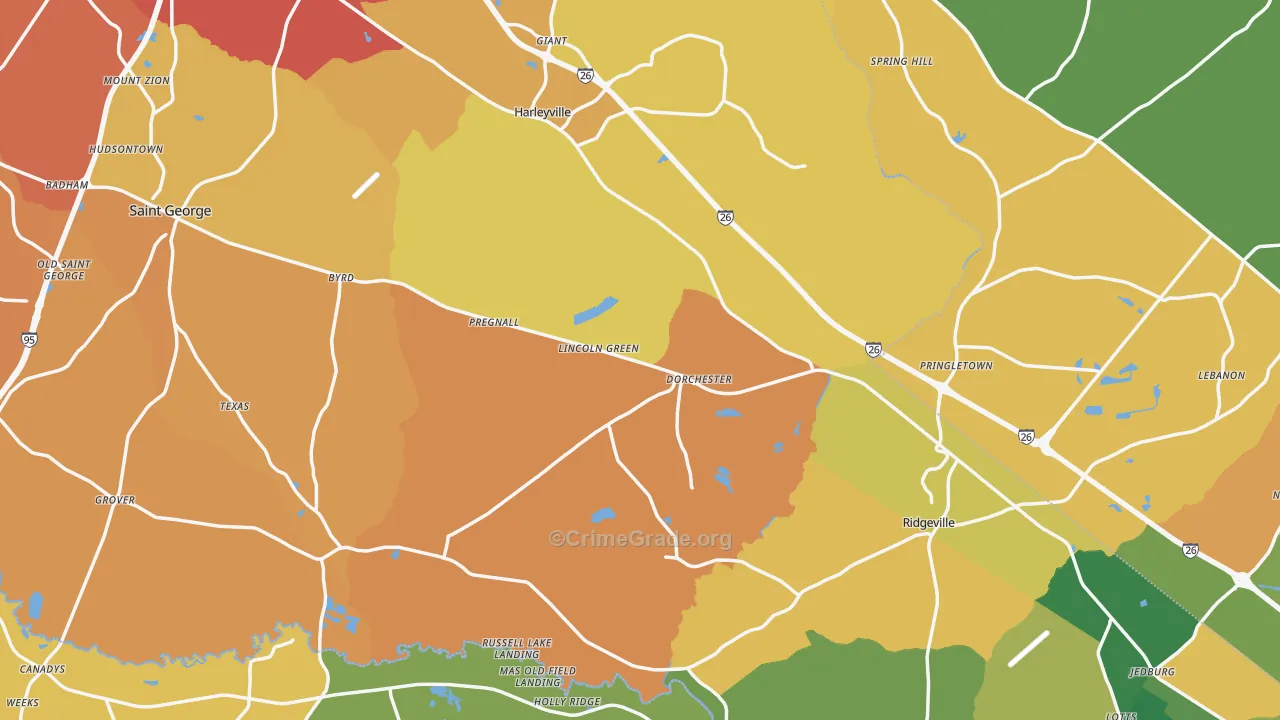 Dorchester, SC Map of Assault Rates