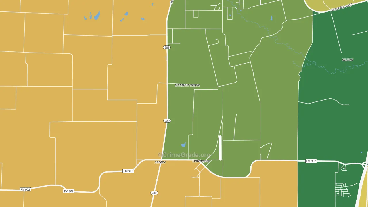 Dorchester, TX Map of Assault Rates