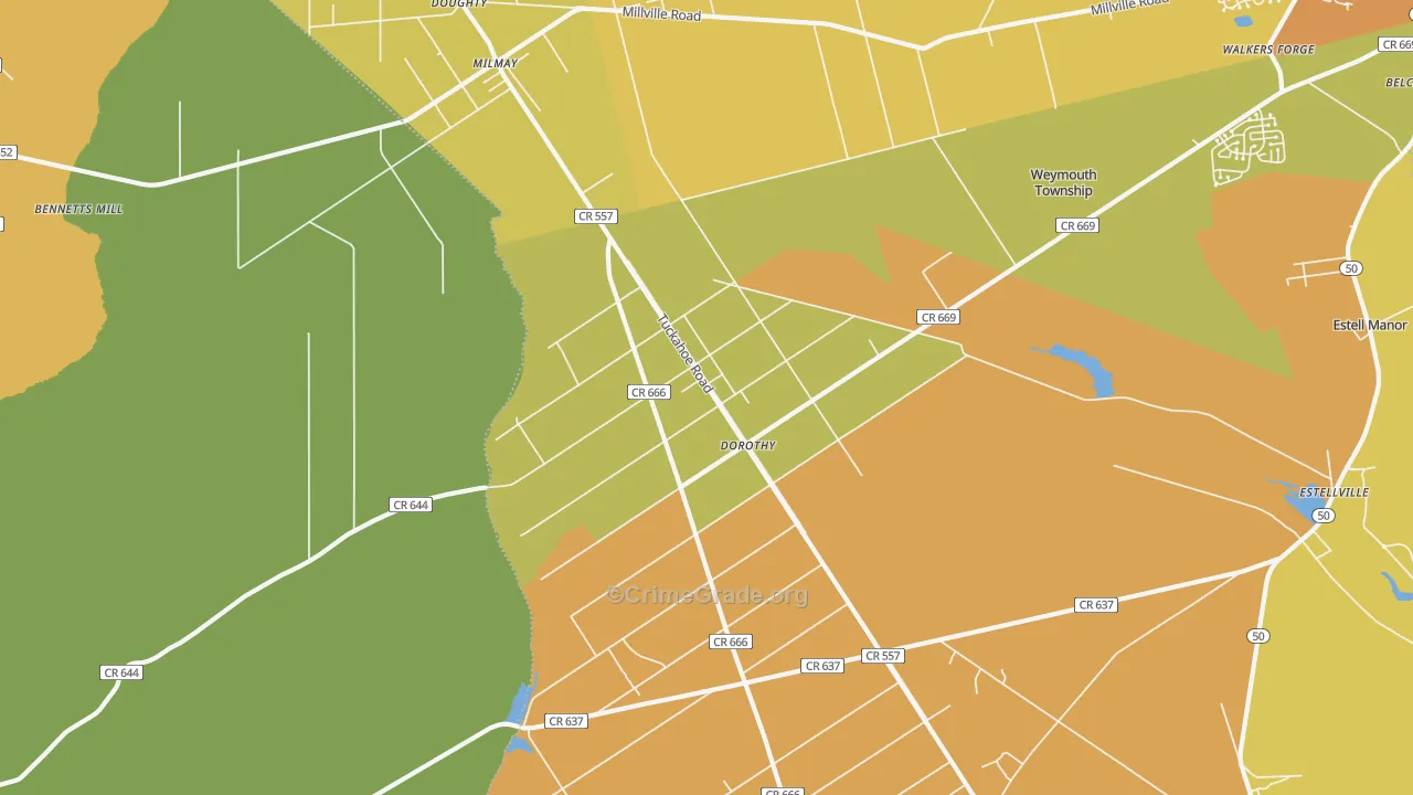 Dorothy, NJ Map of Assault Rates