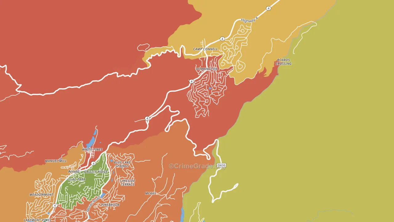 Dorrington, CA Map of Assault Rates