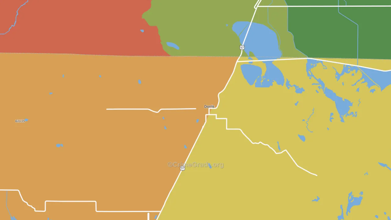 Dorris, CA Map of Assault Rates