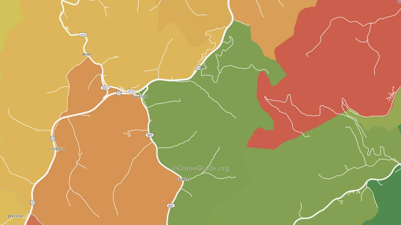 Dorton, KY Map of Assault Rates