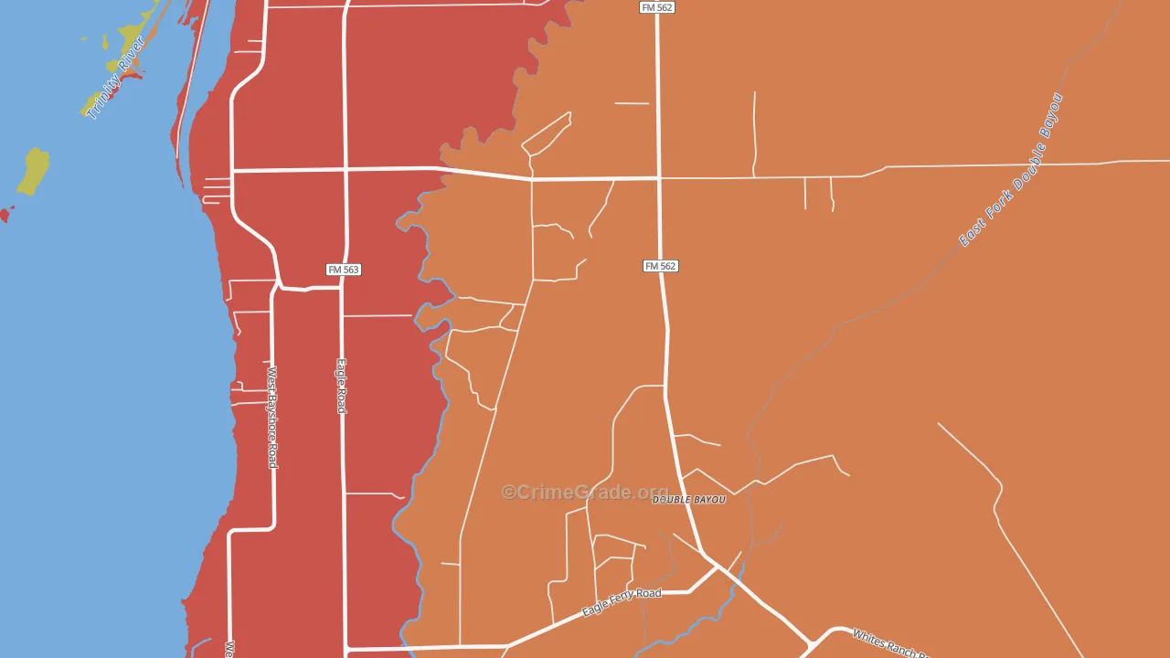 Double Bayou, TX Map of Assault Rates