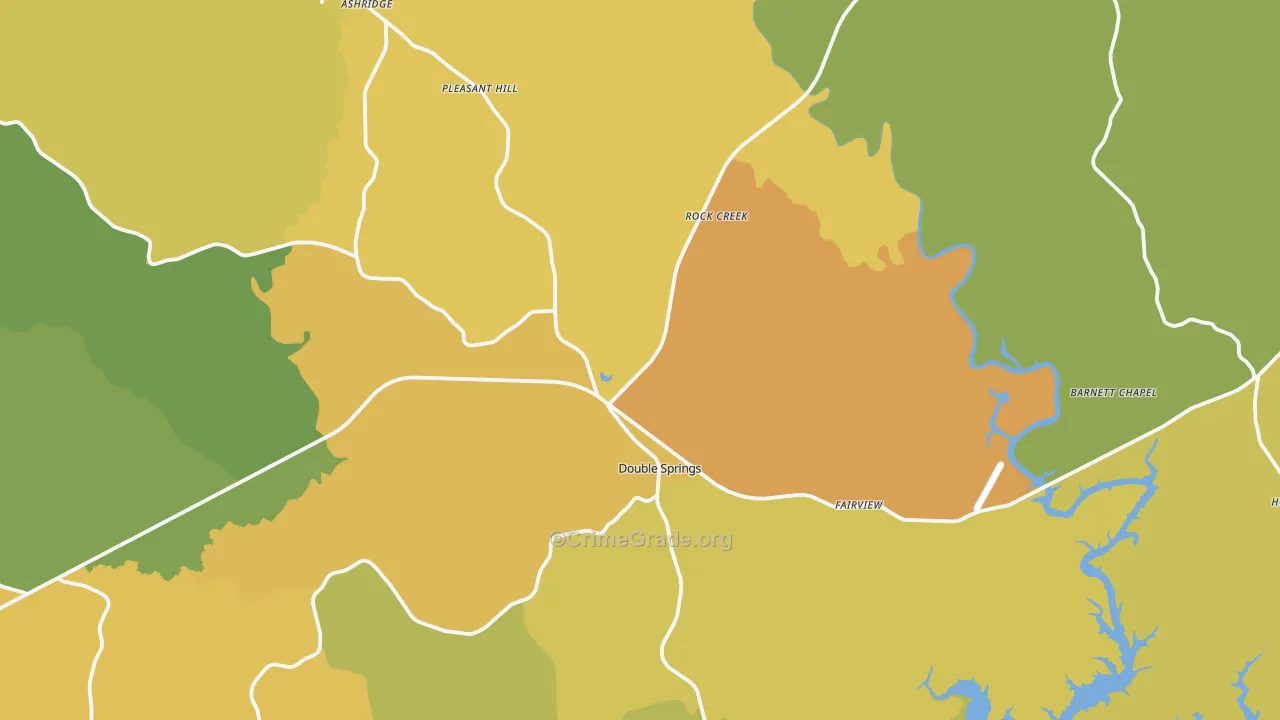 Double Springs, AL Map of Assault Rates