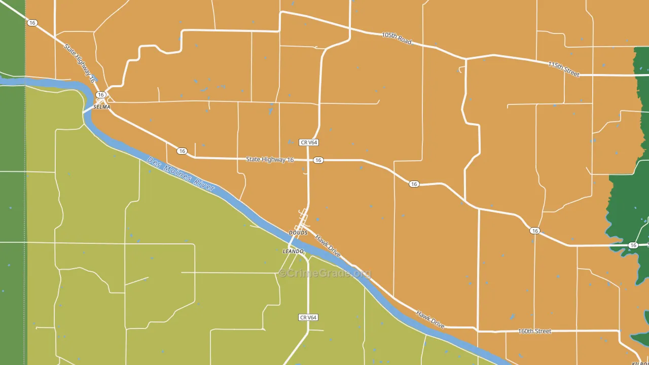 Douds, IA Map of Assault Rates