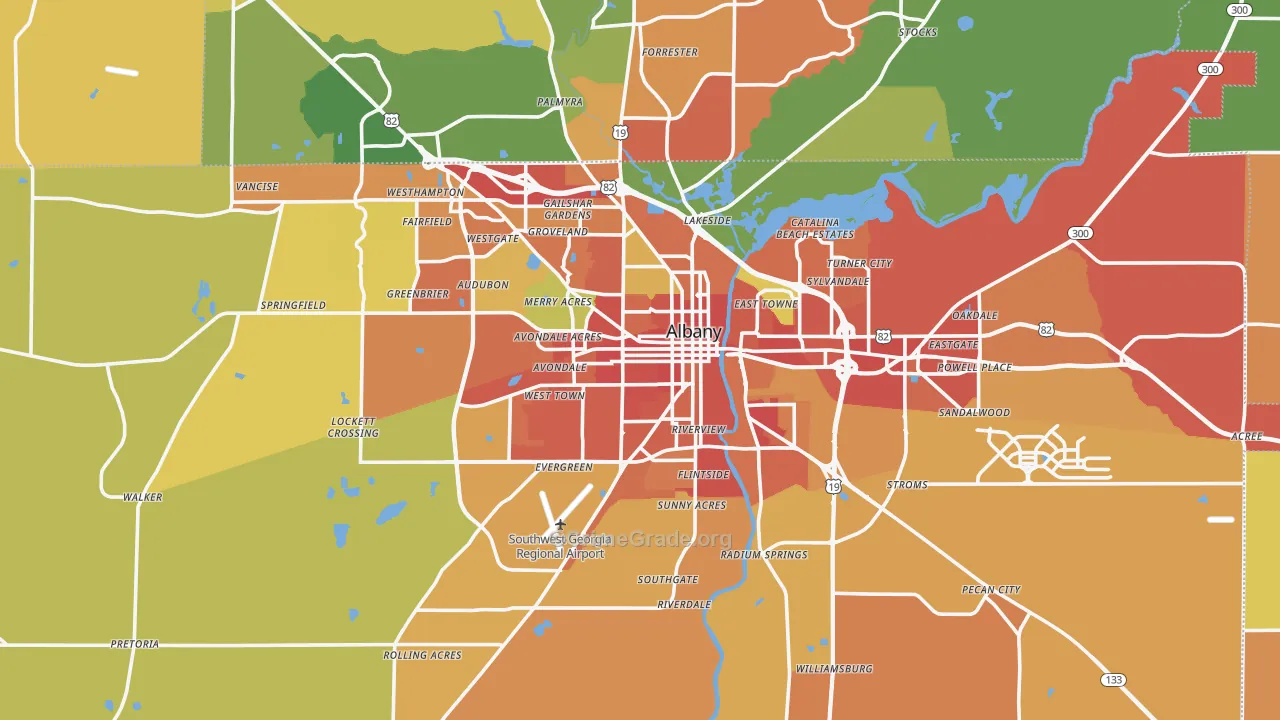 Dougherty County, GA Map of Assault Rates