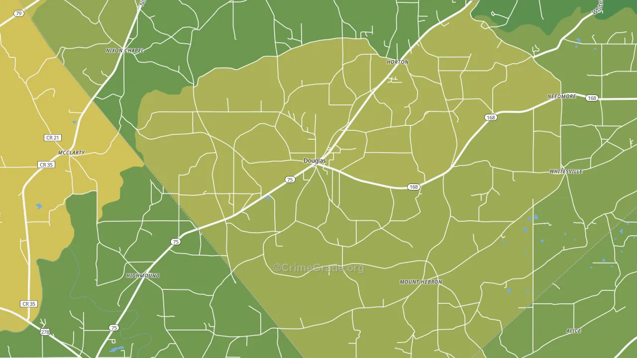 Douglas, AL Map of Assault Rates