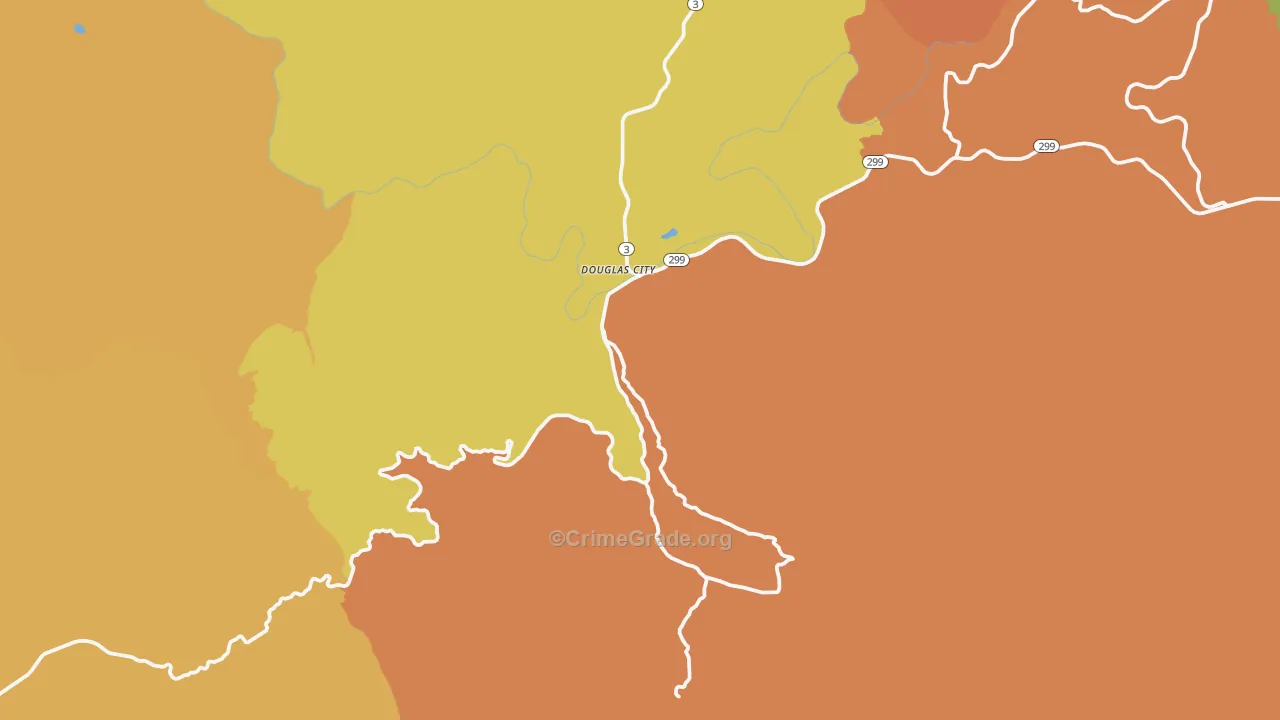 Douglas City, CA Map of Assault Rates