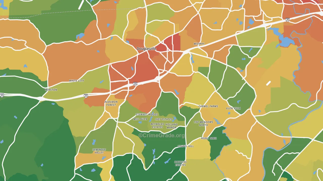 Douglas County, GA Map of Assault Rates