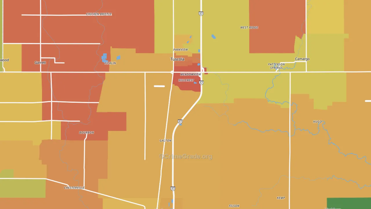 Douglas County, IL Map of Assault Rates
